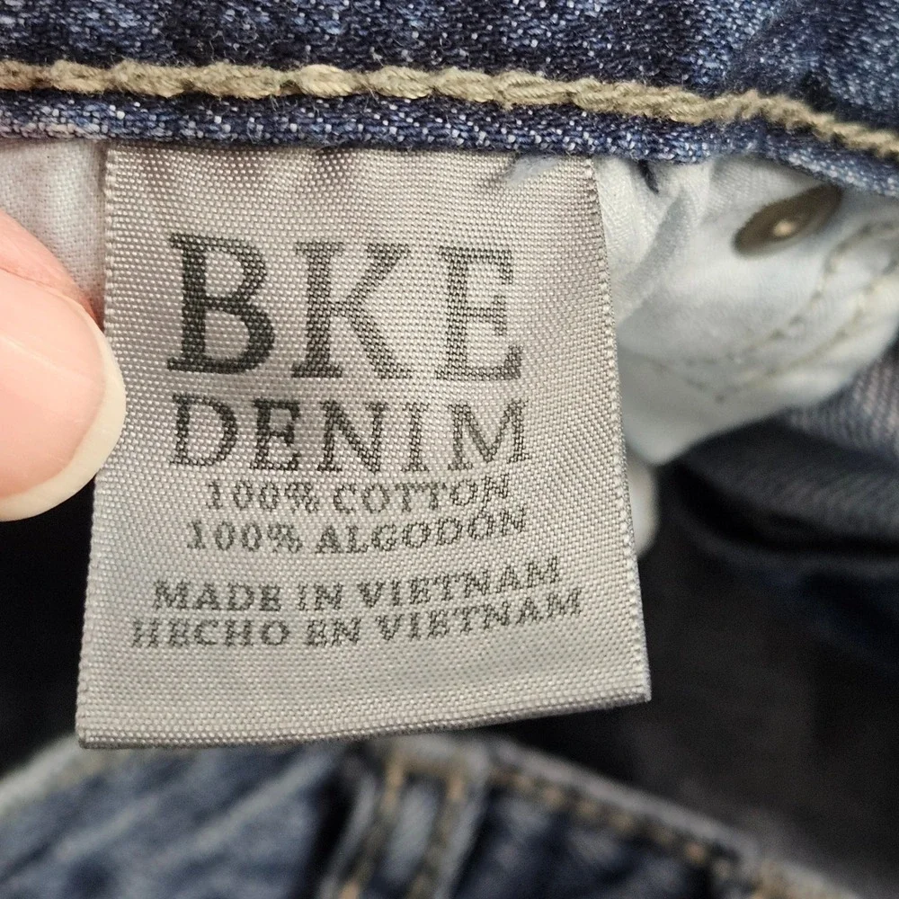 BKE Derek Straight Leg Jeans Mens Sz 40L Cotton Distressed Blue Denim